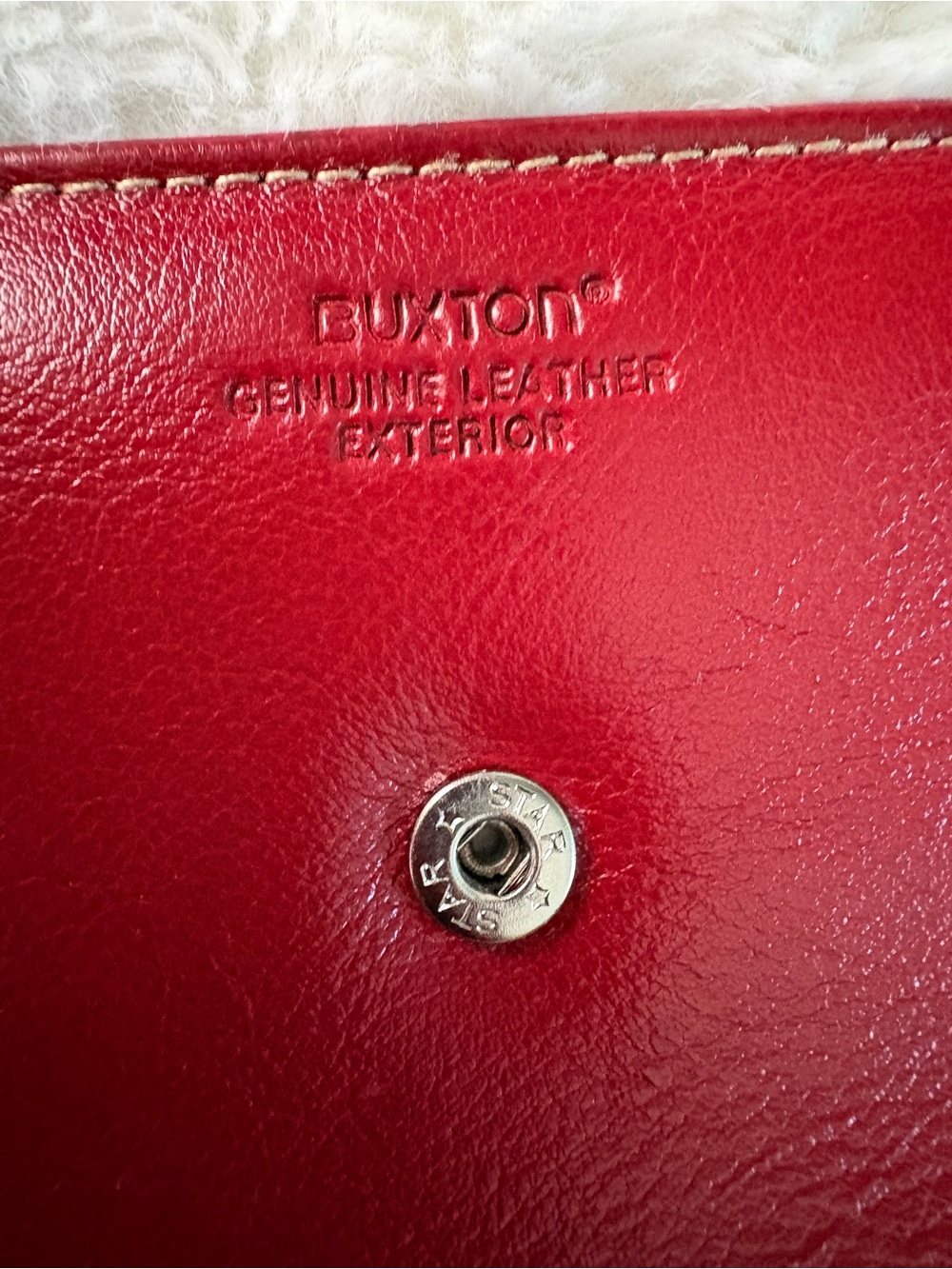 NWOT Buxton Genuine Leather Red Snap Closure Wallet with Kiss Lock Coin Pocket - Picture 5 of 5